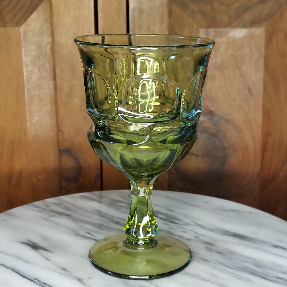 Vintage Green Glass Goblet - Picture 7 of 9
